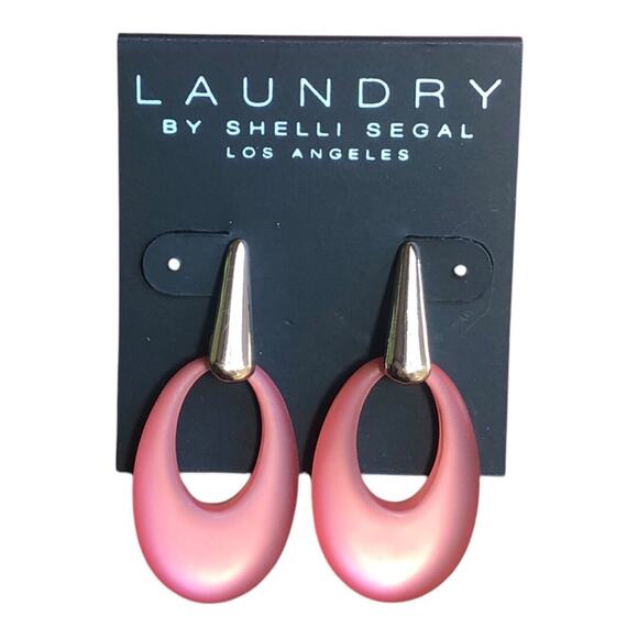 Laundry By Shelli Segal NWT Boho Beachy Vibe Gold Pink Coral Drop Earrings - Picture 2 of 8
